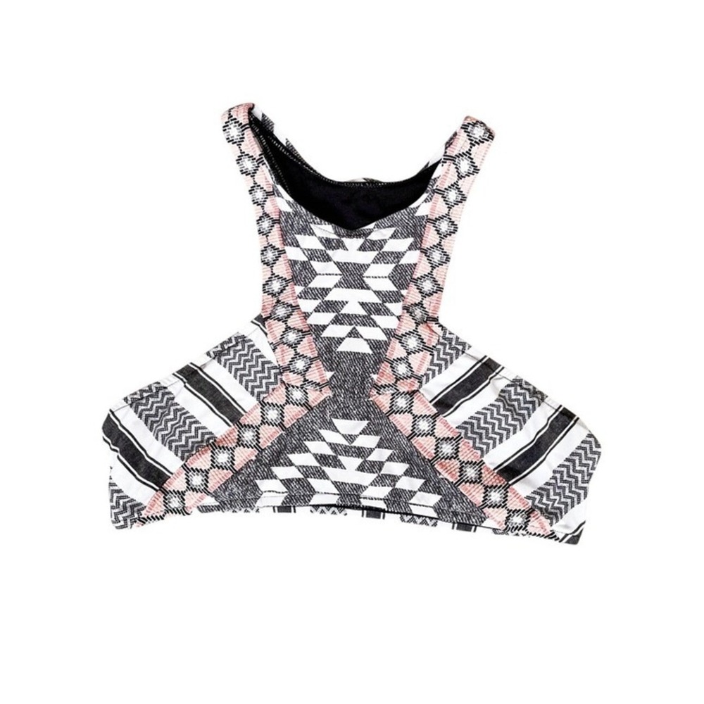 Rip Curl Boho Earthy Tribal Print Surfer Del Sol Racer Back Bikini Top